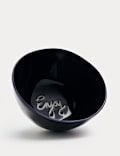 Set of 2 Ceramic Enjoy Slogan Nibble Bowls