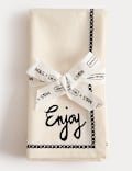 Set of 4 Cotton with Linen Enjoy Napkins