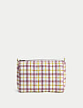 Μεγάλη καπιτονέ τσάντα καλλυντικών Gingham