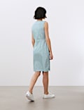 Cotton Striped V-Neck Shift Dress