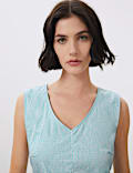 Cotton Striped V-Neck Shift Dress