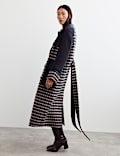 Pure Wool Checked Double Breasted Longline Coat