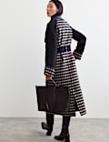 Pure Wool Checked Double Breasted Longline Coat