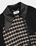 Pure Wool Checked Double Breasted Longline Coat