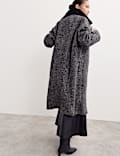 Manteau cocon coupe longue en laine mélangée à motif chevrons