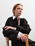 Pure Wool Textured Funnel Neck Coat