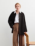 Pure Wool Textured Funnel Neck Coat