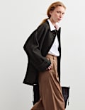 Pure Wool Textured Funnel Neck Coat