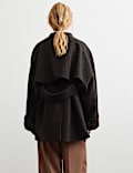 Pure Wool Textured Funnel Neck Coat