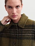 Pure British Wool Checked Car Coat
