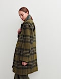 Pure British Wool Checked Car Coat