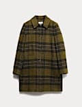 Pure British Wool Checked Car Coat