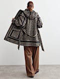 Waterproof Checked Hooded Short Raincoat