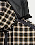 Waterproof Checked Hooded Short Raincoat