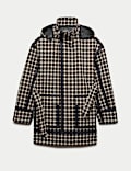 Waterproof Checked Hooded Short Raincoat