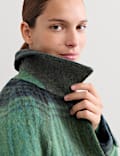 Wool Rich Checked Short Cocoon Coat