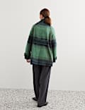Wool Rich Checked Short Cocoon Coat