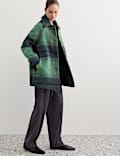 Wool Rich Checked Short Cocoon Coat