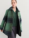 Wool Rich Checked Short Cocoon Coat