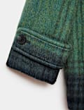 Wool Rich Checked Short Cocoon Coat