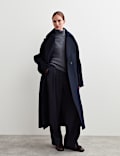 Manteau coupe longue décontractée style cocon 100 % laine