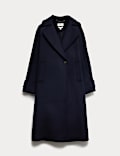 Manteau coupe longue décontractée style cocon 100 % laine