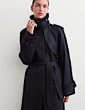 Wool Blend Longline Trench Coat