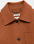 Veste courte double face en laine &agrave; encolure