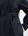 Twill Waterproof Belted Hooded Short Raincoat