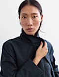 Twill Waterproof Belted Hooded Short Raincoat