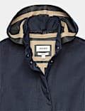 Twill Waterproof Belted Hooded Short Raincoat