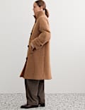 Duffle-coat en laine &agrave; col chemin&eacute;e avec cachemire