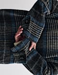 Pure Wool Checked Funnel Neck Duffle Coat