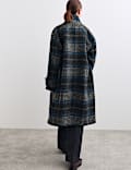 Pure Wool Checked Funnel Neck Duffle Coat