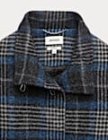 Pure Wool Checked Funnel Neck Duffle Coat