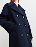 Manteau cocon coupe crois&eacute;e 100 % laine