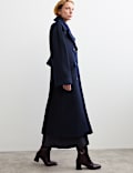Manteau cocon coupe crois&eacute;e 100 % laine