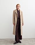 Manteau boyfriend coupe longue en laine avec soie