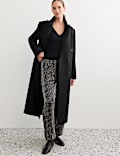 Pure Wool Tailored Double Breasted Longline Coat