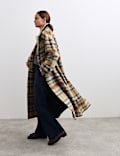 Wool Rich Checked Double Breasted Coat