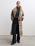 Wool Rich Checked Double Breasted Coat