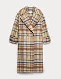 Wool Rich Checked Double Breasted Coat