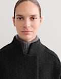 Pure Wool Funnel Neck Longline Wrap Coat
