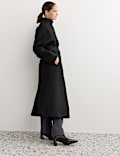 Pure Wool Funnel Neck Longline Wrap Coat