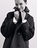 Pure Wool Relaxed Double Breasted Short Cocoon Coat