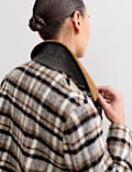 Pure Wool Checked Cord Collar Short Jacket