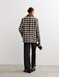 Pure Wool Checked Cord Collar Short Jacket