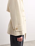 Pure Wool Belted Short Trench Coat