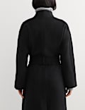 Manteau portefeuille coupe longue 100 % laine &agrave; col chemin&eacute;e