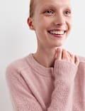 Wool Blend Crew Neck Button Detail Jumper